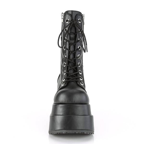 Demonia Bear-265 Black Vegan Leather Stiefel Herren D623-047 Gothic Kniehohe Stiefel Schwarz Deutschland SALE